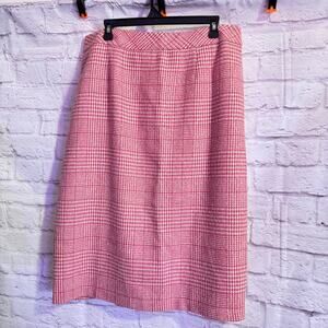Chadwick’s of Boston Pink Checkered Wool Blend Lined Skirt SZ 16P